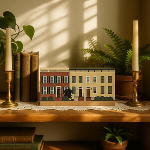 Cat’s Meow Village Ninth Street Row Houses Laurel MD 2003 Wooden Shelf Sitter